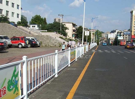 道路隔離護欄難以隔離行人低素質